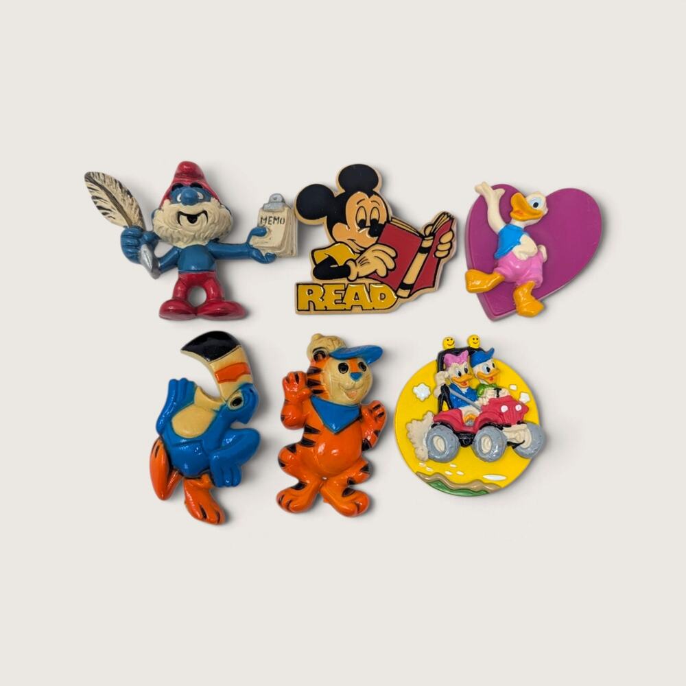Vintage Cartoon Character Refrigerator Magnets Set of 6